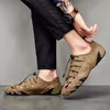 Sommer Aushöhlen männer Schuhe Casual Split Leder Männer Outdoor Turnschuhe Mokassins Atmungsaktive Designer Qualität Sandalen Größe 38-48