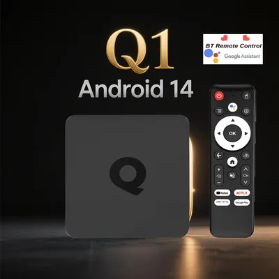 Q1 Smart TV Box Android14 Allwinner H313 BT5.4 2,4G & 5G Netflix Google Voice Streaming Media Player 128G Große Speicher Set-Top-Box