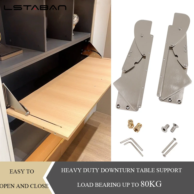 Nach unten klappbare Schranktürstütze 80 kg Edelstahlhalterung Schreibtisch-Klapptischplattenverbindung Herunterziehscharnier Image