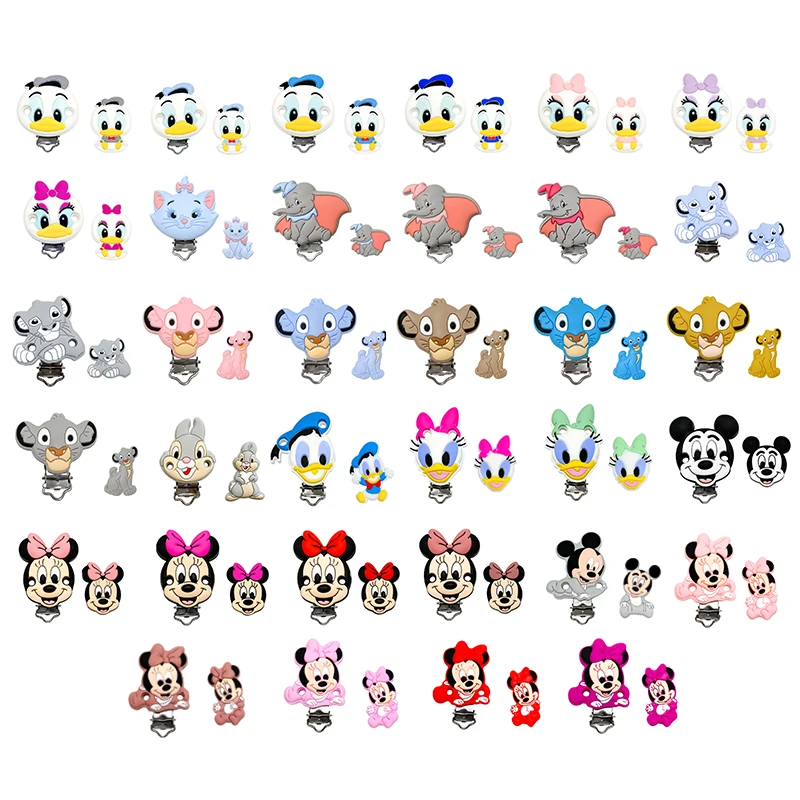 1set Silicone Miss Bunny Minnie mouse bambi marie cat Pacifier clip Molar Bead DIY Pacifier Chain