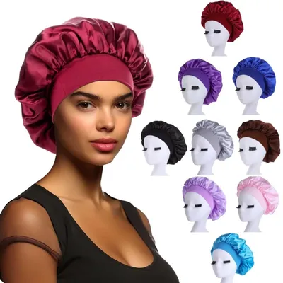 Bonnet Satin Sleeping Hat Hair Night Sleep Cap Head Cover Shower Caps for Bath and Sauna Bathing Shower Cap Bathroom Products