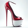 Weiße Plattform Burgund Metallic Lackleder Pump Damen Peep Toe Stiletto Schnalle Sexy schwarze flache Sandalen offene Freizeitschuhe