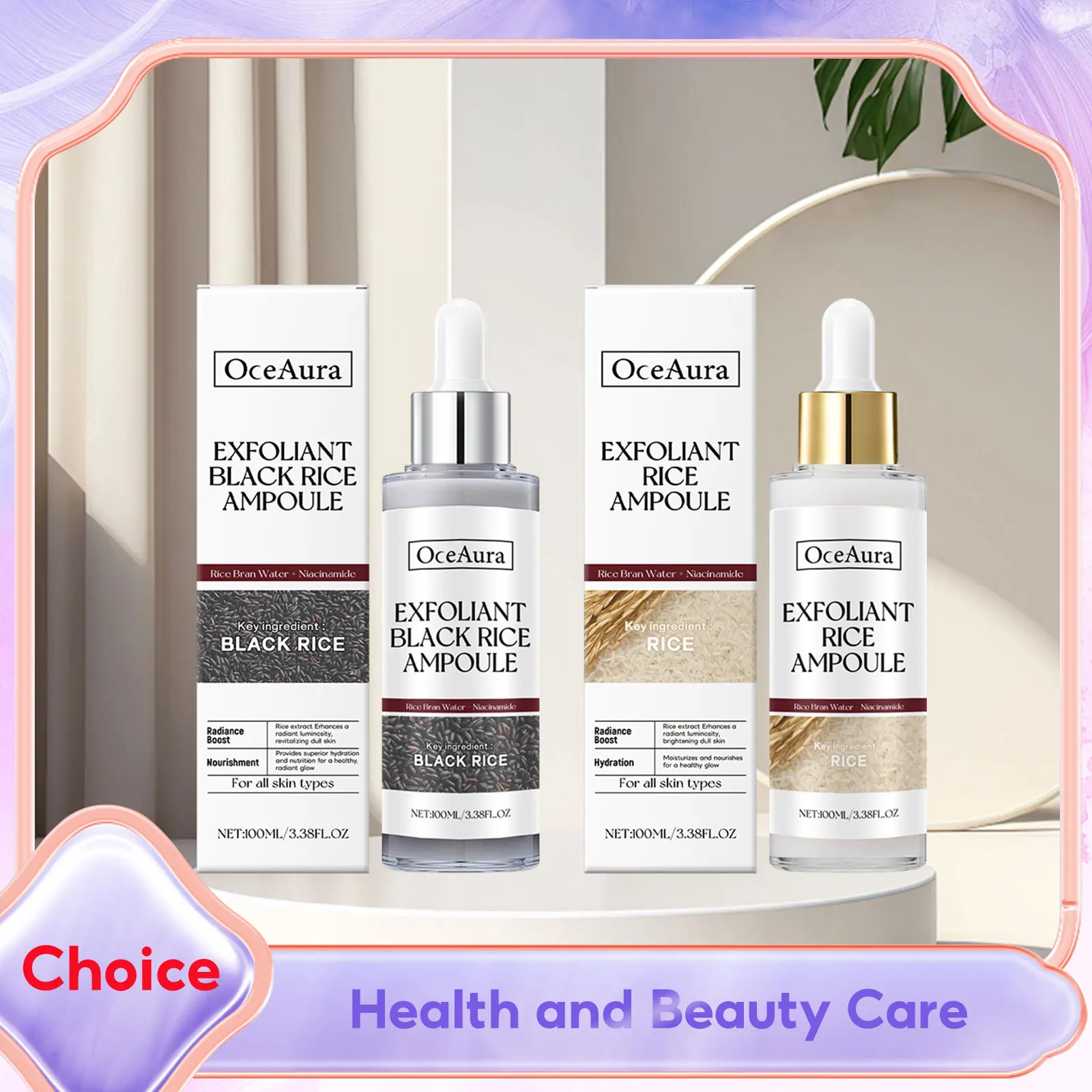 Peeling-Öl, Reis-Extrakt, reinigende Poren, entfernt abgestorbene Haut, reinigt Ölkontrolle, aufhellendes, feuchtigkeitsspendendes Hyaluronsäure-Serum Image