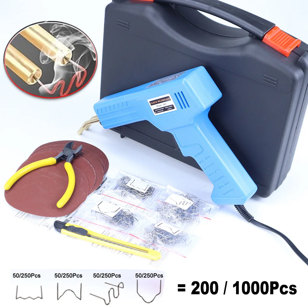 Kunststoff-Schweißgerät, verbessert 50 W, 200/1000 Stück, Heißhefter, Lötpistole, Kunststoffreparatur, Auto-Stoßstangen-Reparatursatz Image