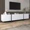 Comanlai Meuble TV 190x35x45cm, meuble TV avec 2 tiroirs et 3 portes, table TV avec espace de rangement, pour salon, blanc