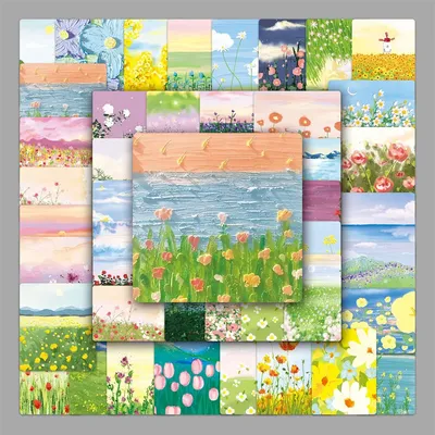 50PCS Cartoon Wild Flower Oil Painting Trendy Skateboard Graffiti Helmet Water Cup DIY Waterproof Children's Toy Reward Sticker