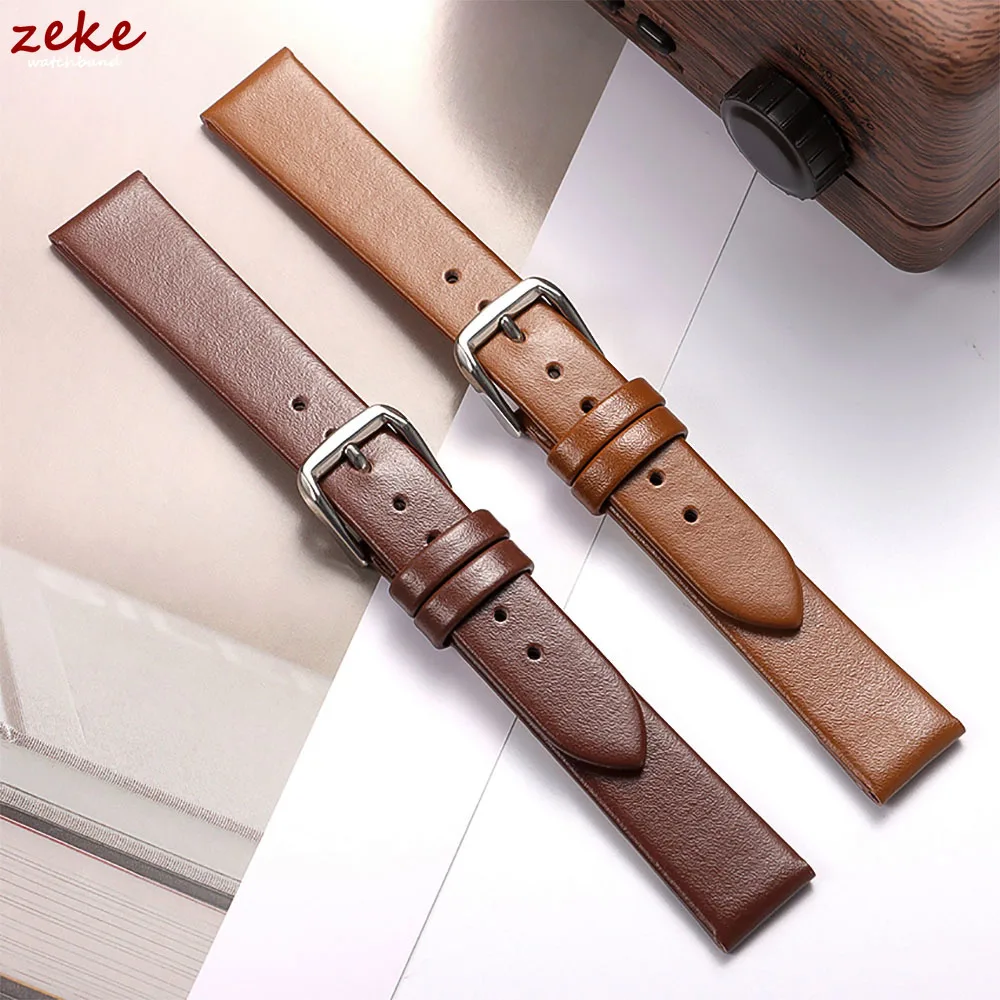 Ultradünnes Kalbsleder-Uhrenarmband, 10 mm, 12 mm, 14 mm, 16 mm, Uhrenarmband für Damen, universeller, schmaler, weicher Handgelenk-Armbandgürtel mit Dornschließe Image