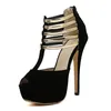 Sexy High Heels Frauen Stilettos Plattform Elegante Metall Frau Hochzeit Pumpen Schwarz Rot Mittlere Ferse Schuhe Sommer Große Größe 34 45