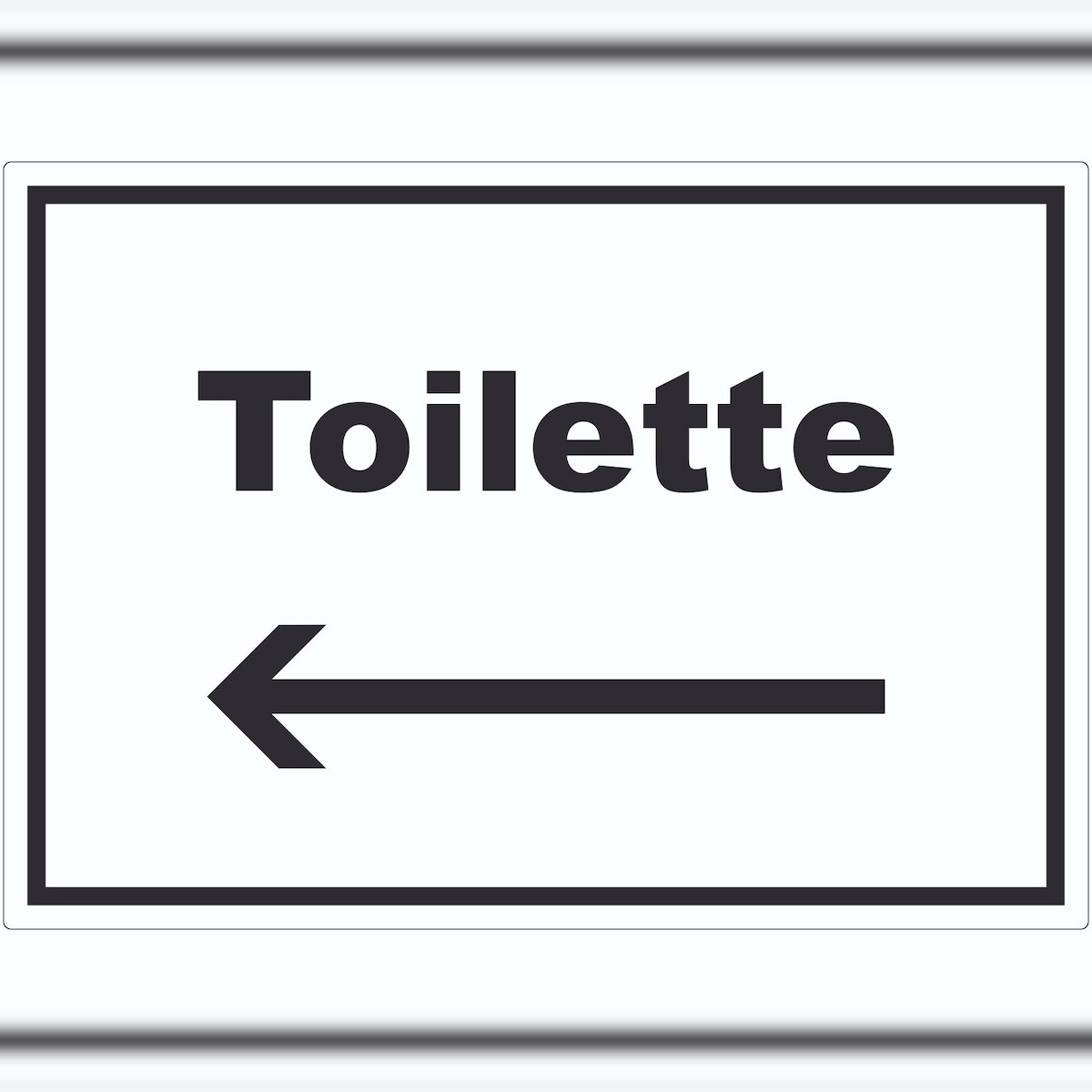 HB-Druck Toilette Aufkleber mit Text und Richtungspfeil links Klo WC waagerecht A4 (210x297mm) Image