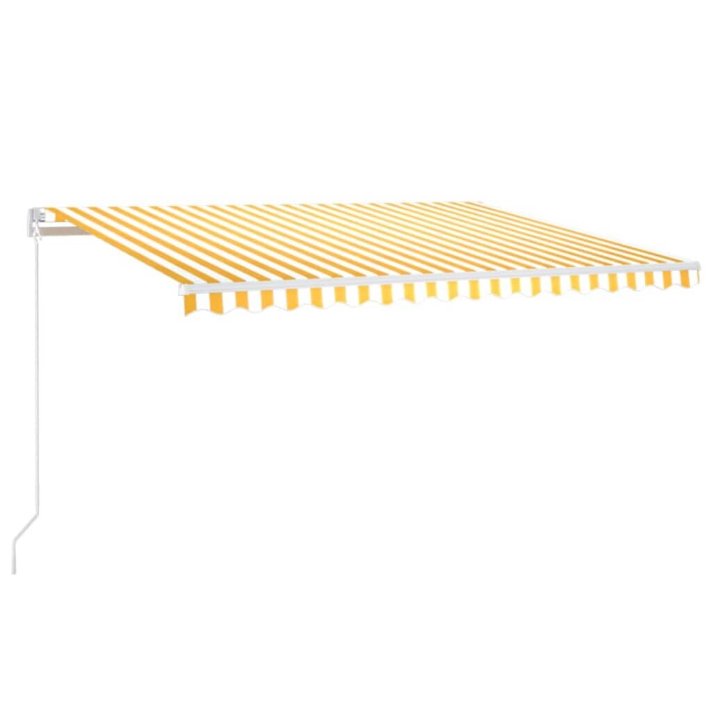 vidaXL Markise Manuell Einziehbar mit LED 400x350 cm Gelb & Weiß Image