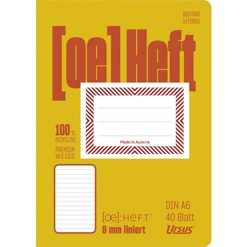 Ursus OE Schulheft A6 40 Blatt 80g/qm 8mm liniert Image