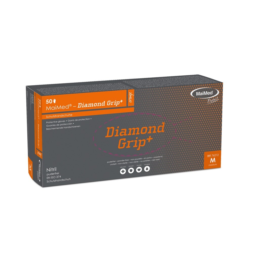 Einweghandschuhe MaiMed Diamond Grip | 500 Nitrilhandschuhe | orange | Gr. S Image