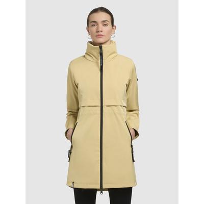 Kurzmantel KHUJO "NARIN", Damen, Gr. S, grün (gelbgrün), Canvas, Web, 100% Polyester, unifarben, casual, regular fit ca. Mitte Oberschenkel, Langarm eingesetzt mit Druckknöpfen,mit Schlitz, Mäntel Image