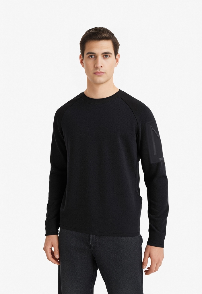 Sweatshirt BOSS GREEN "CN Urban Tech", Herren, Gr. XL, schwarz (schwarz001), Sweatware, Obermaterial: 39% Baumwolle, 39% Modal, 17% Polyester, 5% Elasthan, unifarben, regular fit hüftlang, Rundhals, Sweatshirts Sweatshirt, mit Ärmeltasche