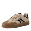 Plateausneaker TAMARIS, Damen, Gr. 41, beige (beige kombiniert), Veloursleder, Glattleder, kontrastfarbene Details, sportlich, Schuhe, Freizeitschuh, Halbschuh, Schnürschuh mit gepolstertem Schaftrand
