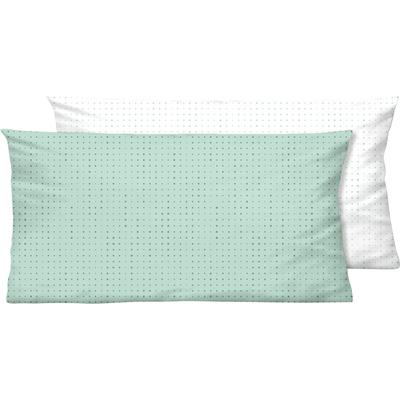 Kissenbezug BIBERNA "Mix & Match", grün (mint, punkte), B:80cm L:40cm, Mako-Satin, Obermaterial: 100% Baumwolle, Kissenbezüge, individuell kombinierbar Image