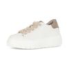 Plateausneaker GABOR, Damen, Gr. 42, weiß (weiß, beige), Nappaleder, Ziegenveloursleder, unifarben mit Farbeinsatz, sportlich, Schuhe, Schnürschuh, Halbschuh, Freizeitschuh mit Plüsch-Schnürsenkeln