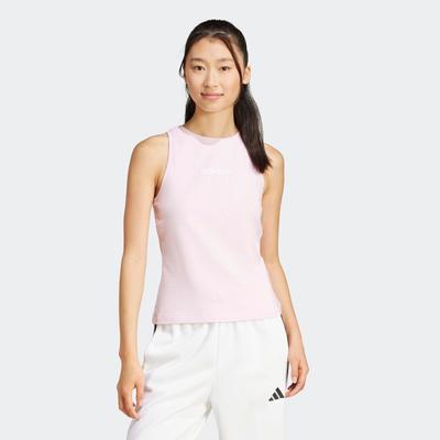 Tanktop ADIDAS SPORTSWEAR "W LIN SJ TK", Damen, Gr. XL, pink (clear pink, weiß), Obermaterial: 93% Baumwolle, 7% Elasthan, sportlich, Rundhals, Tops Image