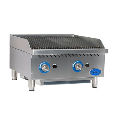 Globe GCB24G-CR 24" Countertop Gas Charbroiler w/ Reversible Grates, Radiant, Stainless Steel, Gas Type: Convertible