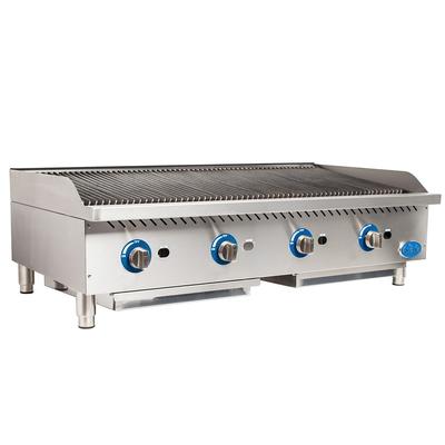 Globe GCB48G-RK 48" Countertop Gas Charbroiler w/ Reversible Grates, Char Rock, Stainless Steel, Gas Type: Convertible