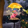 Lampe solaire d'extérieur en fer forgé, statue de flamant rose, lampe étanche, lampe de pelouse avec mangeoire à colibris, cadeau de Noël pour Thanksgiving, décoration de jardin, terrasse, pelouse