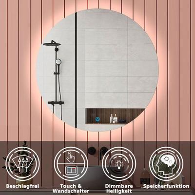 Badspiegel led Rund Touch Beleuchtung Wandspiegel Badezimmerspiegel Beschlagfrei weies Licht 50cm Image