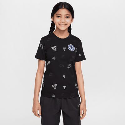 Chelsea Nike Wappen AOP T-Shirt – Schwarz – Kinder Image