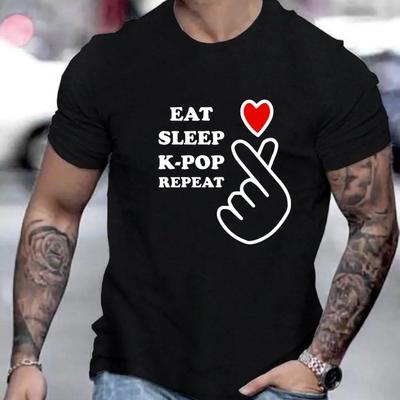 TEMU Men's Creative Top, Casual Short Sleeve Crew Neck T-shirt, Men's Clothing For Summer Outdoor Image