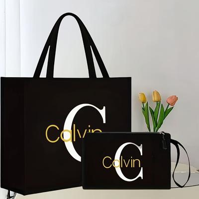 TEMU Printed Tote Bag And A Printed Small Bag Set, Suitable For Weddings, Birthdays, , Holidays, Perfect Gift For Mothers, Teachers, , And Students Going Back To Image