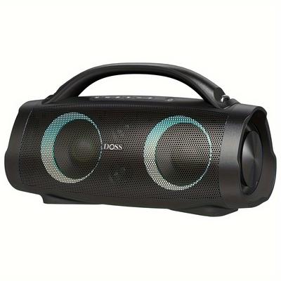 TEMU Doss 100w Outdoor Speaker, Wireless 5.3 With Powerful , Rich Bass, 20 Hours Playtime, 10400mah Power Bank, Mixed Color Party Light, High Quality Portable Speaker For Camping, Beach Image