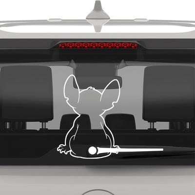 "TEMU Stitch Rear Window Car Decal - 8.8x11.6 Inch Self-adhesive Vinyl Sticker, Cute Cartoon Design With "i'm Cute" Text, Easy To Apply For All Car Models, Car Window Stickers, Vehicle Accessory," Image