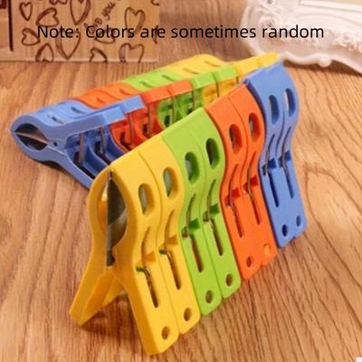 TEMU 8pcs Large Plastic Clothes Clip, Hanger Clips, Windproof Beach Towel Clip, Clothes Pegs, Powerful Spring Clamp, Clothes Pins Image