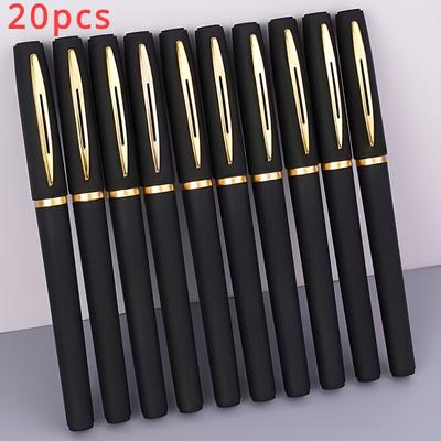 TEMU 20pcs Black Gel Ink Ballpoint Pens, 1.0mm Tip, Large Capacity Smooth Writing Pens For Office & School, Durable Plastic Body, Stylish Golden Accents, & Professional Us Image