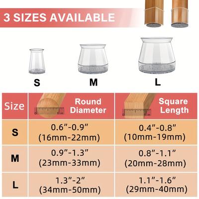 TEMU 16pcs Chair Leg Protectors For Hardwood Floors, Silicone Felt Furniture Leg Cover Pad For Protecting Floors From Scratches And Noise, Smooth Moving For Chair Feet Image