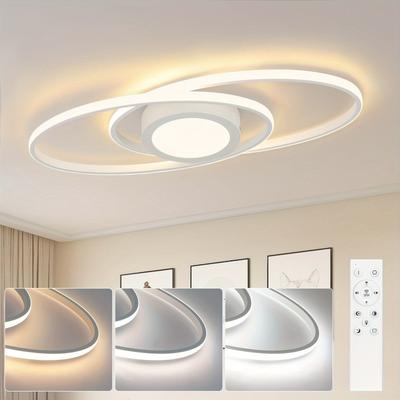 TEMU Modern Black Led Ceiling Light With Remote Control - 48w, Adjustable Brightness & Color Temperature (3000k-6500k), Sleek For Living Room, Bedroom, Kitchen, And Balcony Image