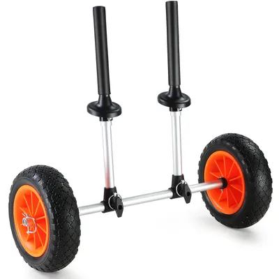 SucceBuy 280lbs Kayak Trailer Cart Detachable Canoe Trolley Cart with 10'' Solid Tires & Adjustable Width for Boat Accessories