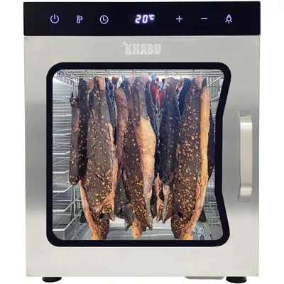 Stainless Steel Biltong Box Food Dehydrator and Drying Cabinet – Large 10 Trays, 5 Hanging Rods