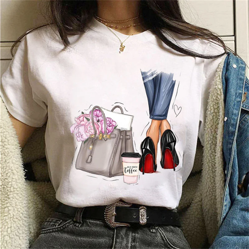 Neue Luxus Mode Heels Gedruckt Sommer frauen T-Shirt Spaß 90er Hip Hop Punk Hemd Hip Hop Streetwear Tops kleidung Plus Größe