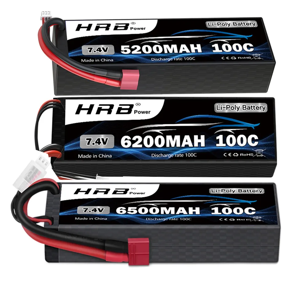 HRB 2S RC Lipo 7,4V 5200mah 6200mah 6500mah RC Auto Lipo Batterie Hard case 100C mit Deans T Stecker für RC Auto Lkw Monster Image