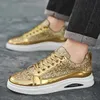 Gold männer Turnschuhe 2025, Neue Luxus Mode Skateboard Schuhe Glitter Casual Schuhe Männer Plattform Vulkanisieren Schuhe Große Größe Tenis