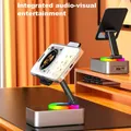 Supporto per telefono con alimentazione audio compatibile Bluetooth Supporto per telefono rotante con altoparlante wireless Supporto per telefono cellulare regolabile pieghevole