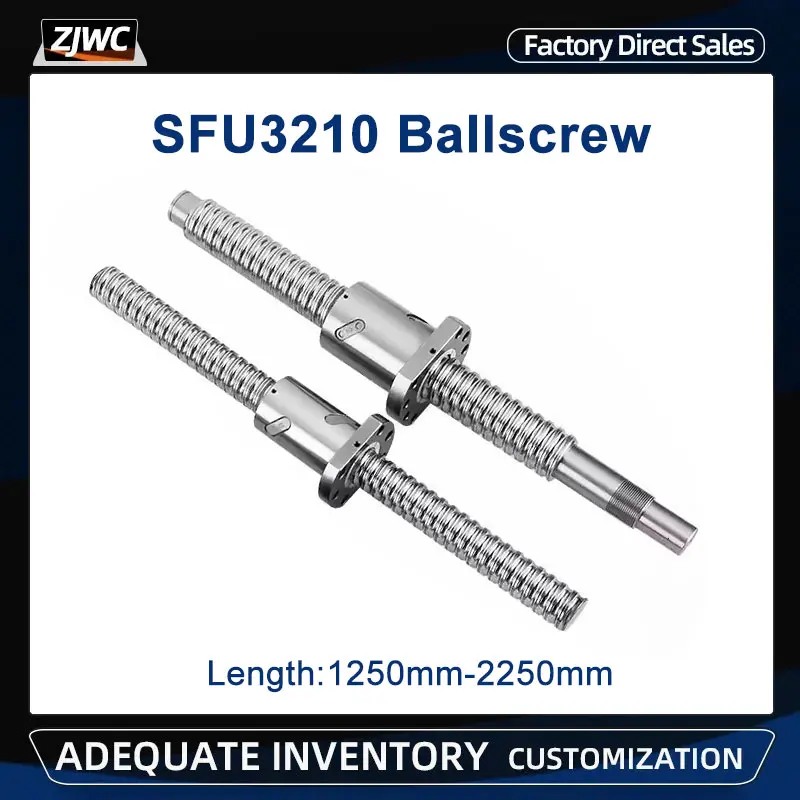 1pc RM3210 Kugelumlaufspindel 32mm Roller SFU3210 1250mm-2250mm Kugelumlaufspindel C7 Bearbeitet Mit BK25BF25 für CNC Router Image
