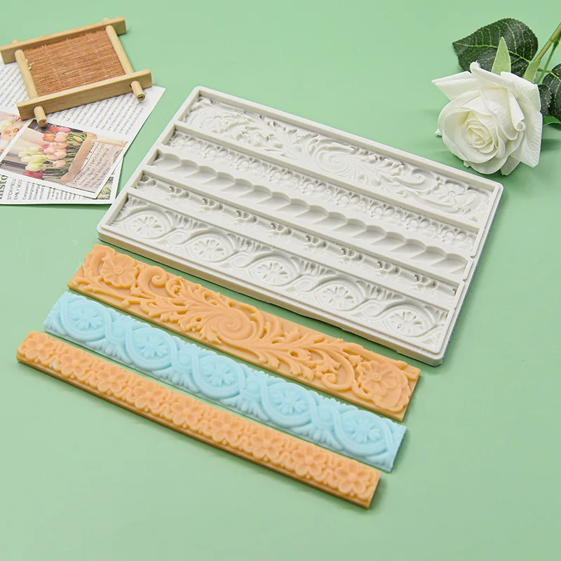 Europäische Relief Muster Perle Blume Rattan Rand Kuchen Dekoration Silikon Form DIY Schokolade Dekoration Kuchen Backen Werkzeuge Image