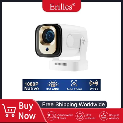 Outdoor Movie Projector 1080P Android 11 Auto Focus WiFi 6 & BT5.4 4K Supported Air Mouse Voice Remote Portable 200"