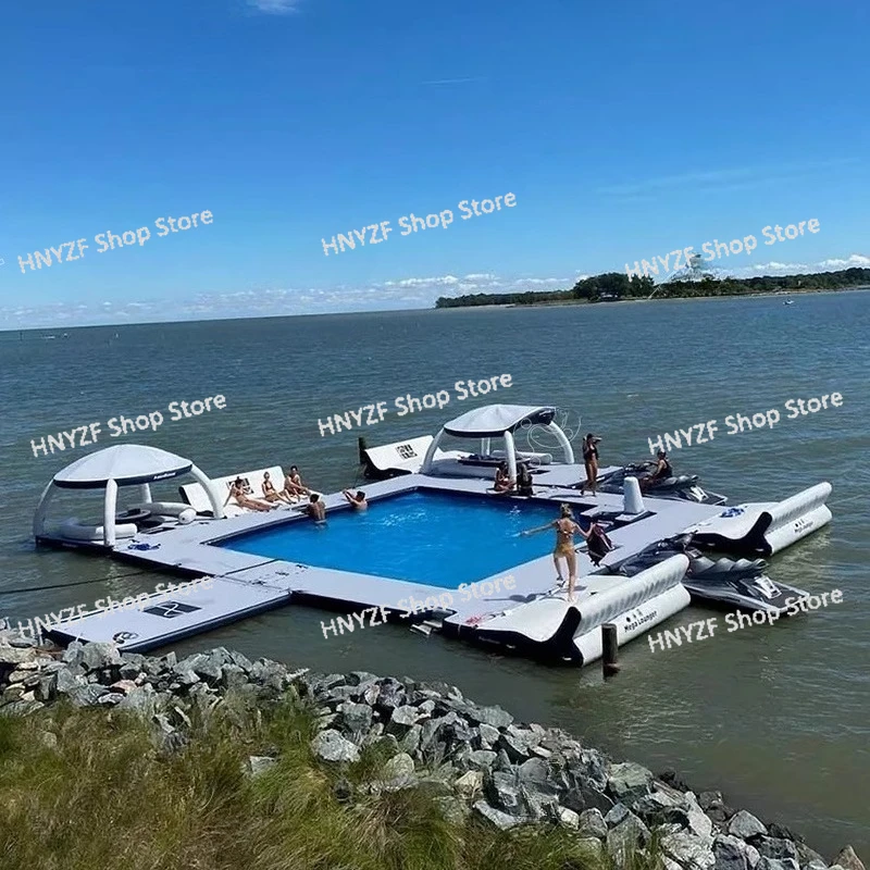 Wasserparkausrüstung Aufblasbare Stange, Markise, schwebender Tisch, integriertes Plattformzelt für mehrere Personen im Meer, Freizeit-Schwimmen Image