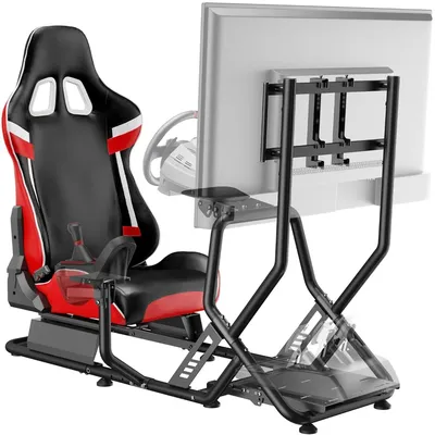 ARES WING Racing Simulator Cockpit with Monitor Mount and Seat, Formula and GT Sim Racing Cockpit Compatible with Fanatec, Thrus