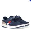 Sneaker TOMMY HILFIGER, Kinder, Gr. 28, blau (blau, beige), Synthetik, sportlich, Schuhe, Retro Sneaker, Klettschuh mit Gummizug
