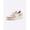 Sneaker HEINE, Damen, Gr. 38, rosa (rosé, weiß), Leder, Rindsleder, Veloursleder, Glattleder, sportlich, Schuhe
