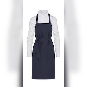 LISBON - Cotton Heavyweight Bib Apron with Pocket: One Size / Navy Image