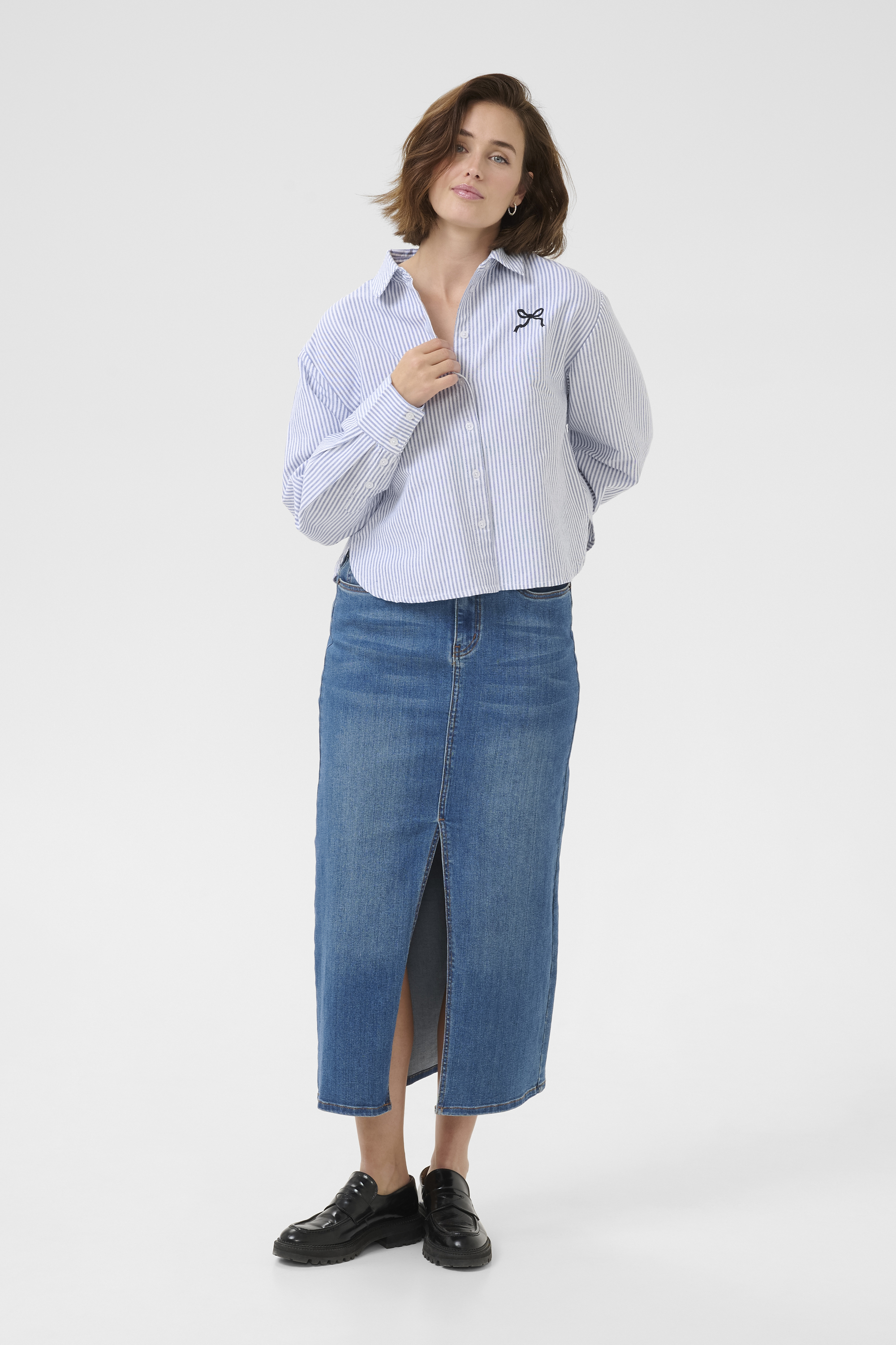 Langarm-Hemd Baggy fit Blue/White Stripe blue white Image